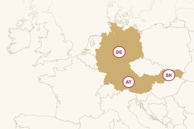 Map of Central Europe — Germany, Austria, Slovakia