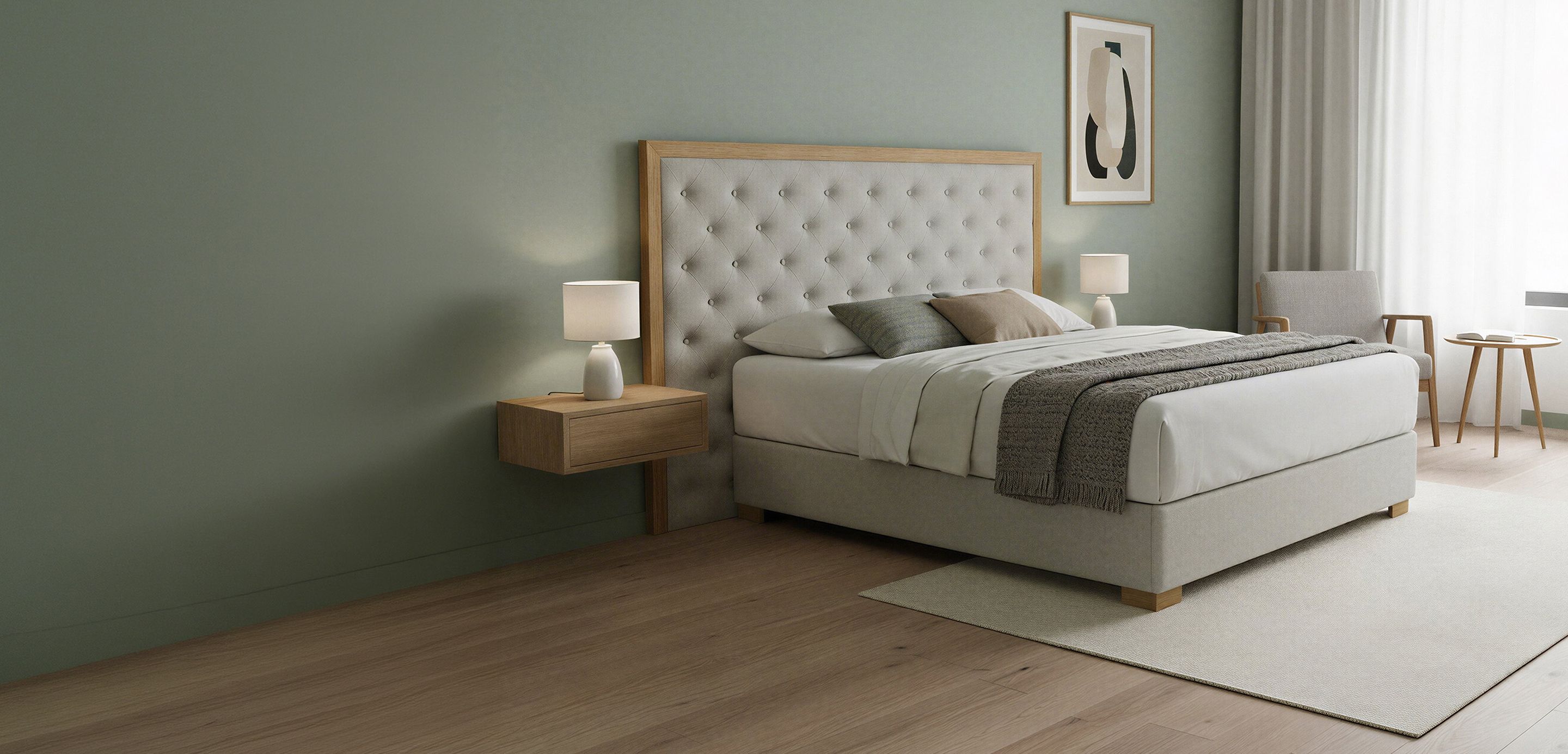 Hotel room with a BEDEUR bed