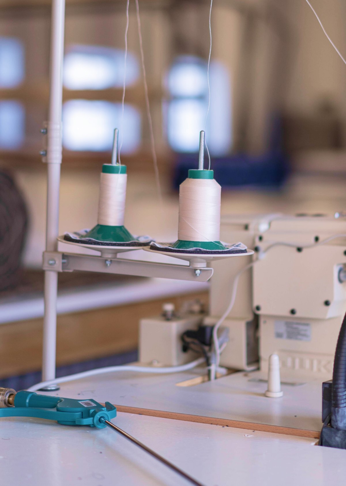Sewing machine in the workshop